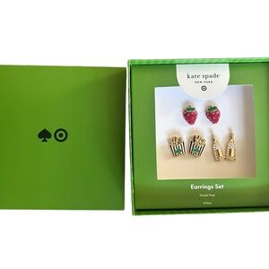 Kate Spade strawberry fry champagne pierced earrings unworn new